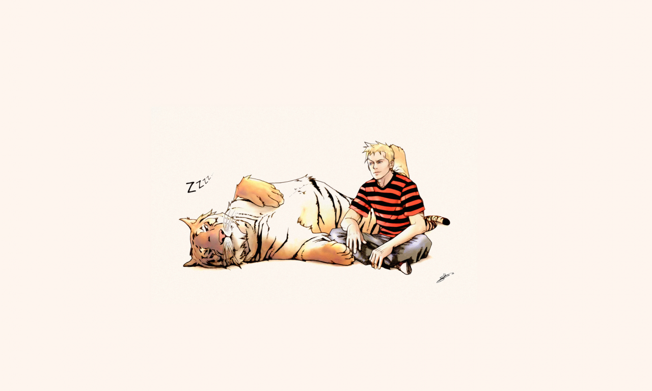 тигр, дружба, парень, рисунок, calvin and hobbes, alternative art