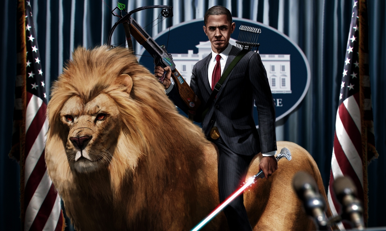lion, lightsaber, crossbow, obama, president