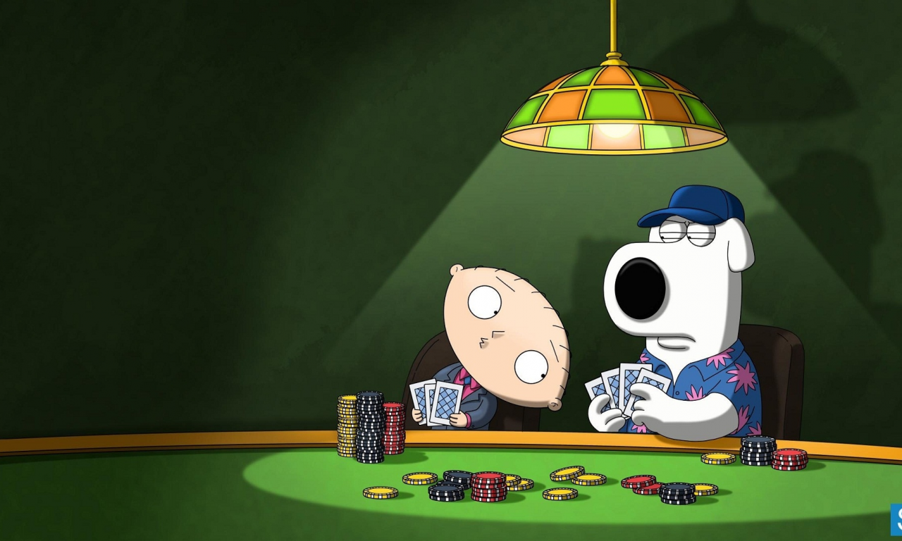 stewie, look, poker, brian, family guy, dog