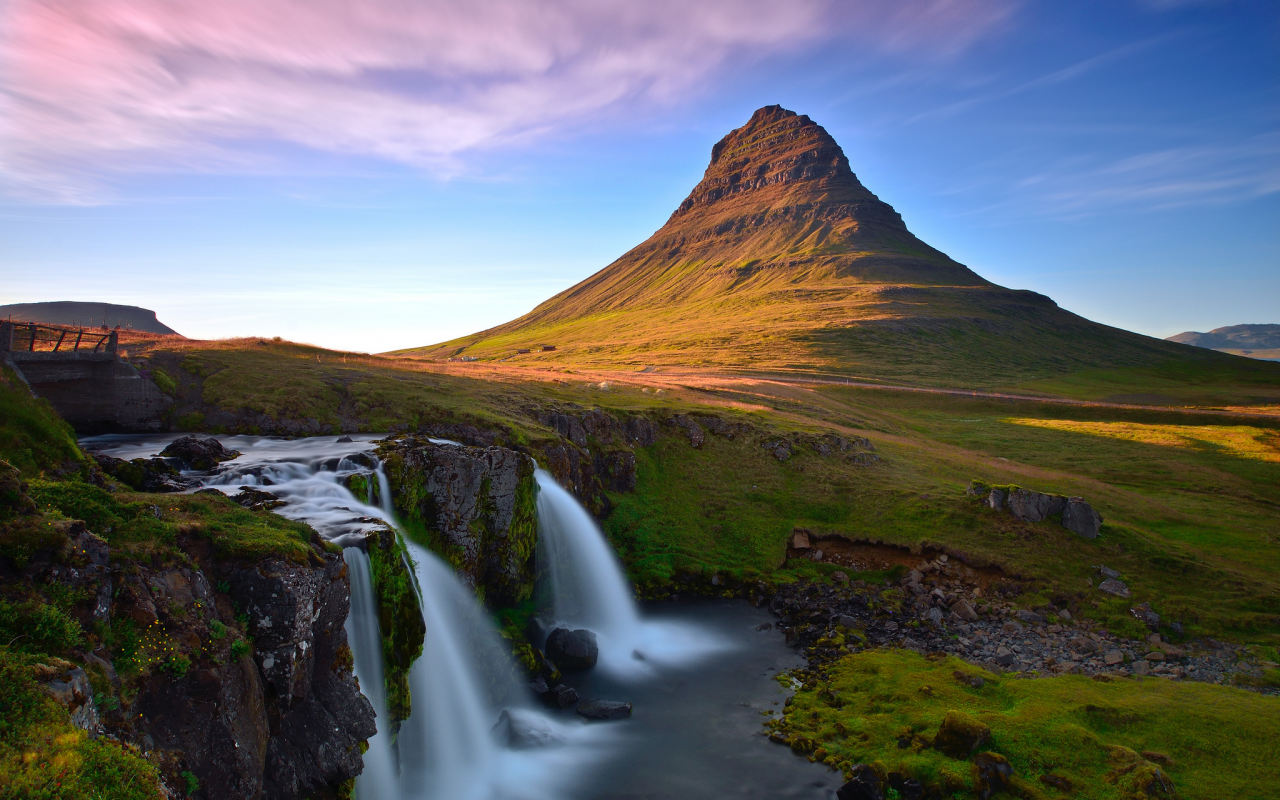 kirkjufellsfoss, исландия, iceland, гора, водопад