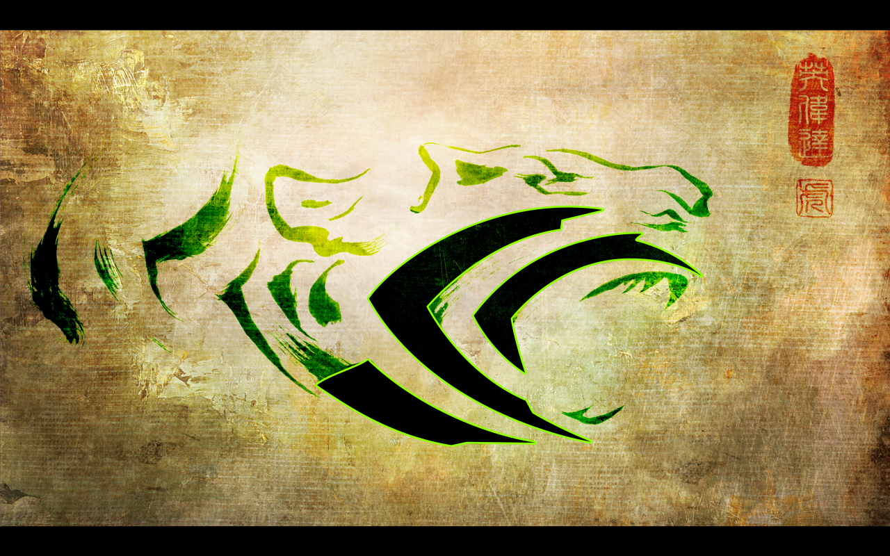 зелёный, nvidia, тигр