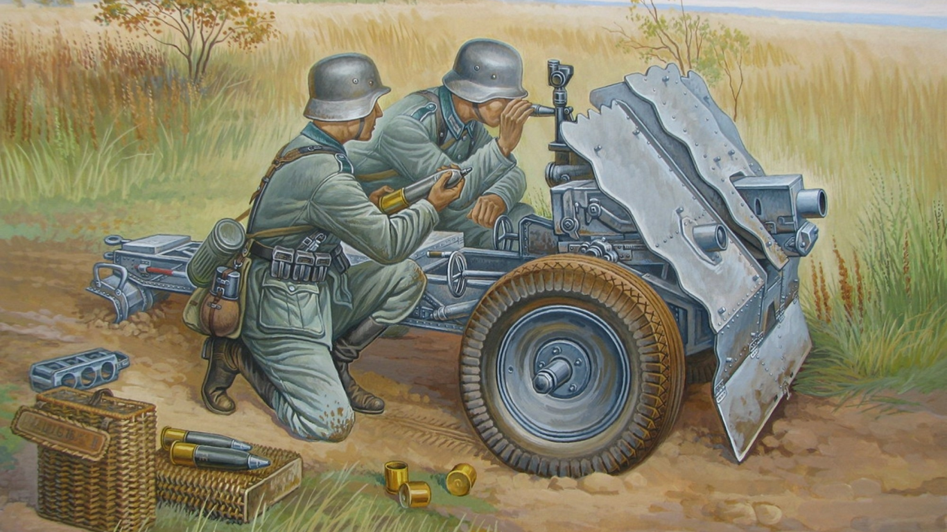 орудие, лёгкое, поле, 5 cm leig 18, 75-мм, позиция, 7, пехотное