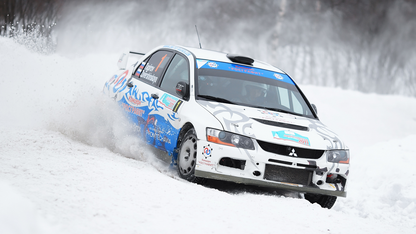 мицубиси, evolution, машина, зима, mitsubishi, занос, снег, rally, car