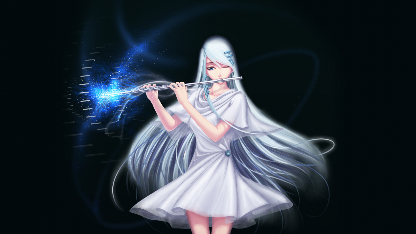 art, девушка, darkmuleth, магия, флейта, заколки, белое платье