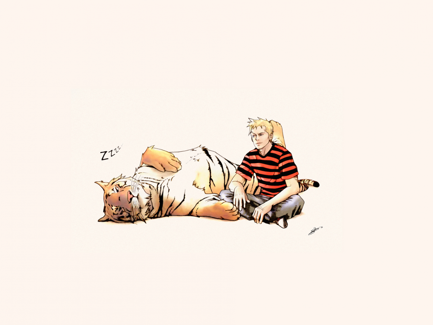 тигр, дружба, парень, рисунок, calvin and hobbes, alternative art