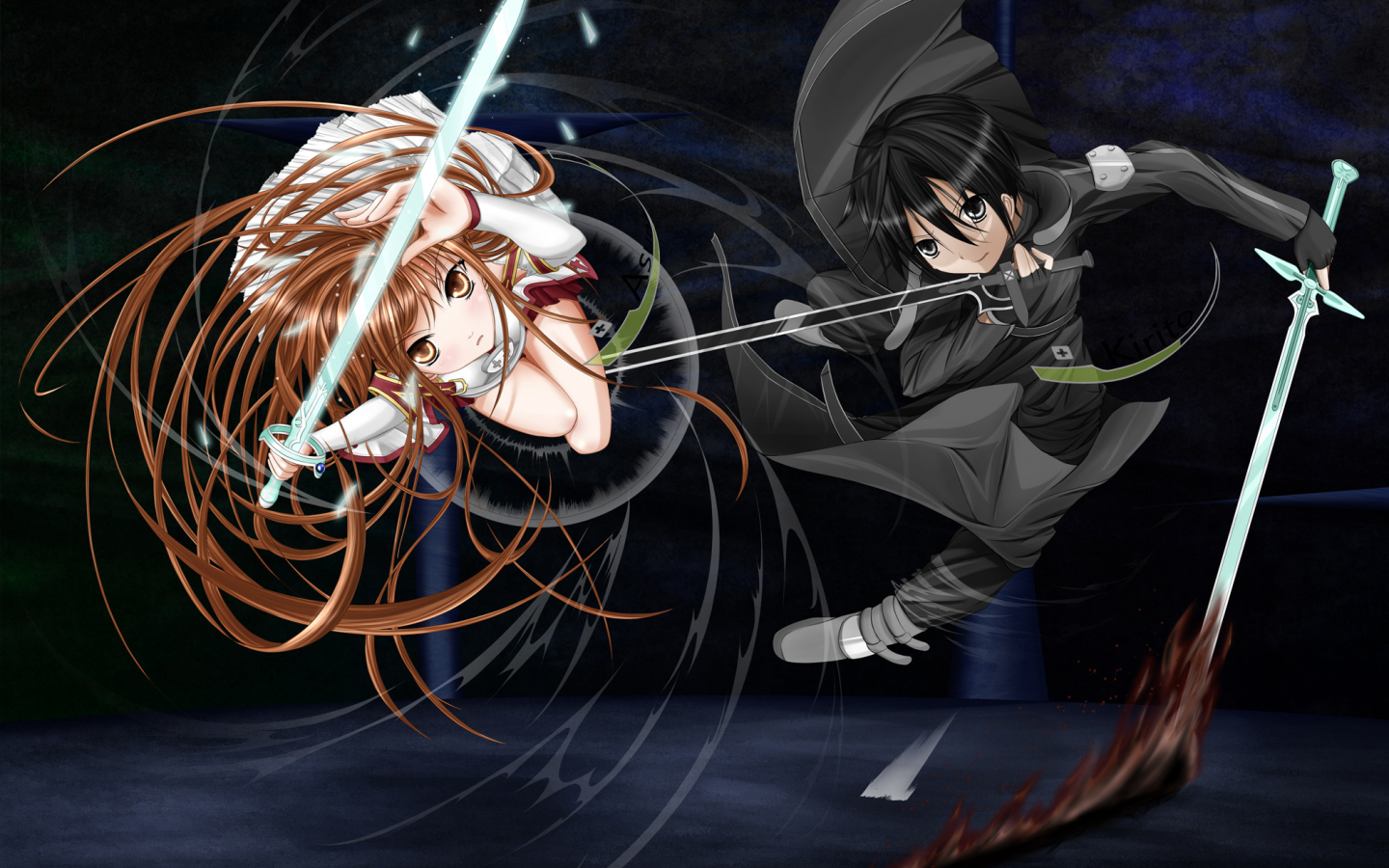  kirito, yuuki asuna, sword art online, длинные волосы, аниме, девушка