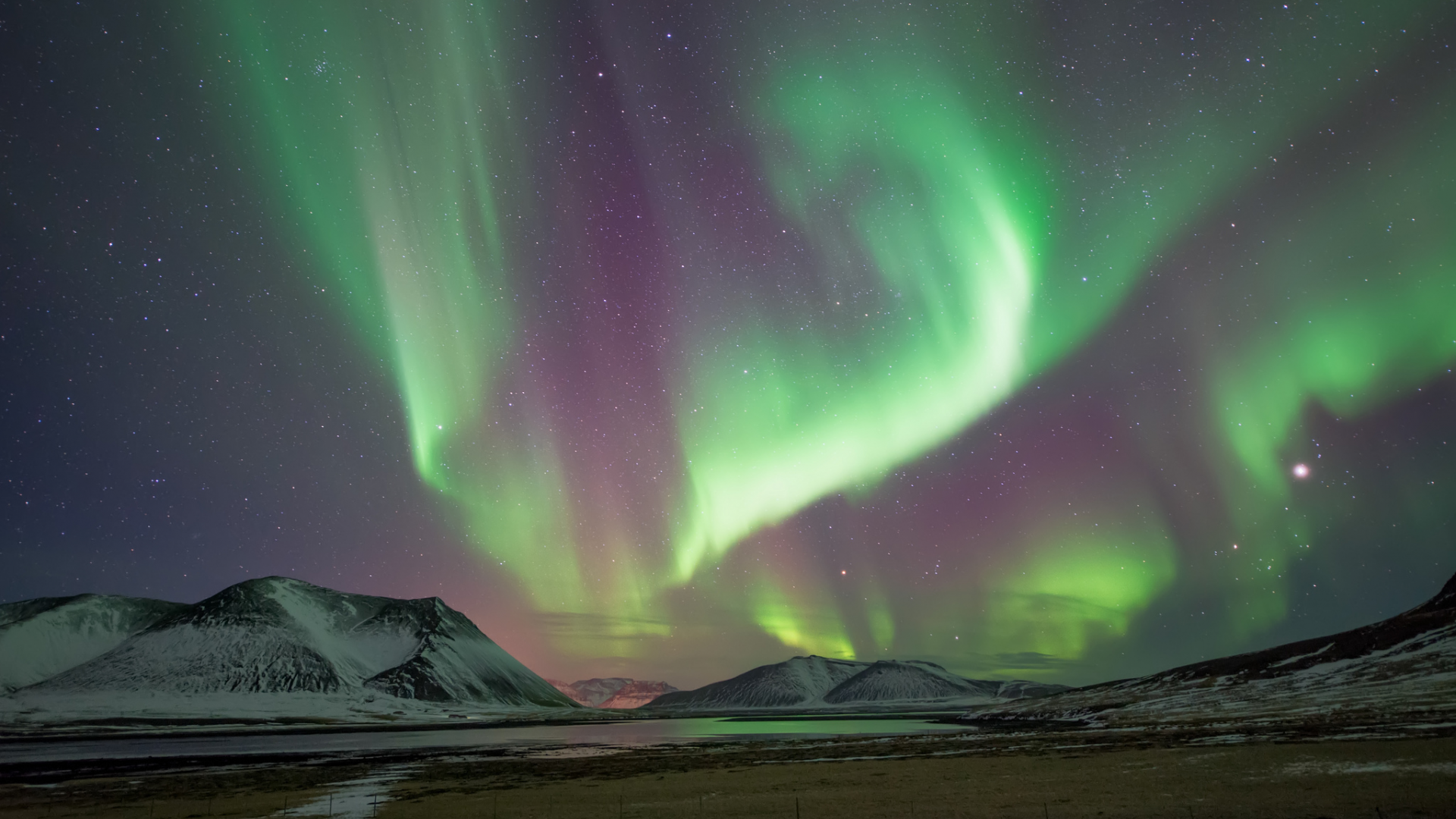 северное сияние, исландия, sn__fellsnes peninsula, ночь, горы