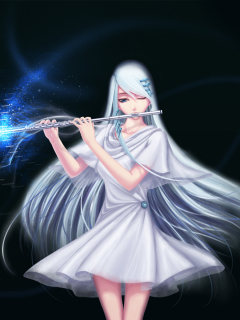 art, девушка, darkmuleth, магия, флейта, заколки, белое платье
