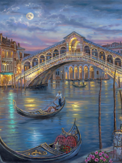 венеция, robert finale, last night on the grand canal, ночь, луна, живопись