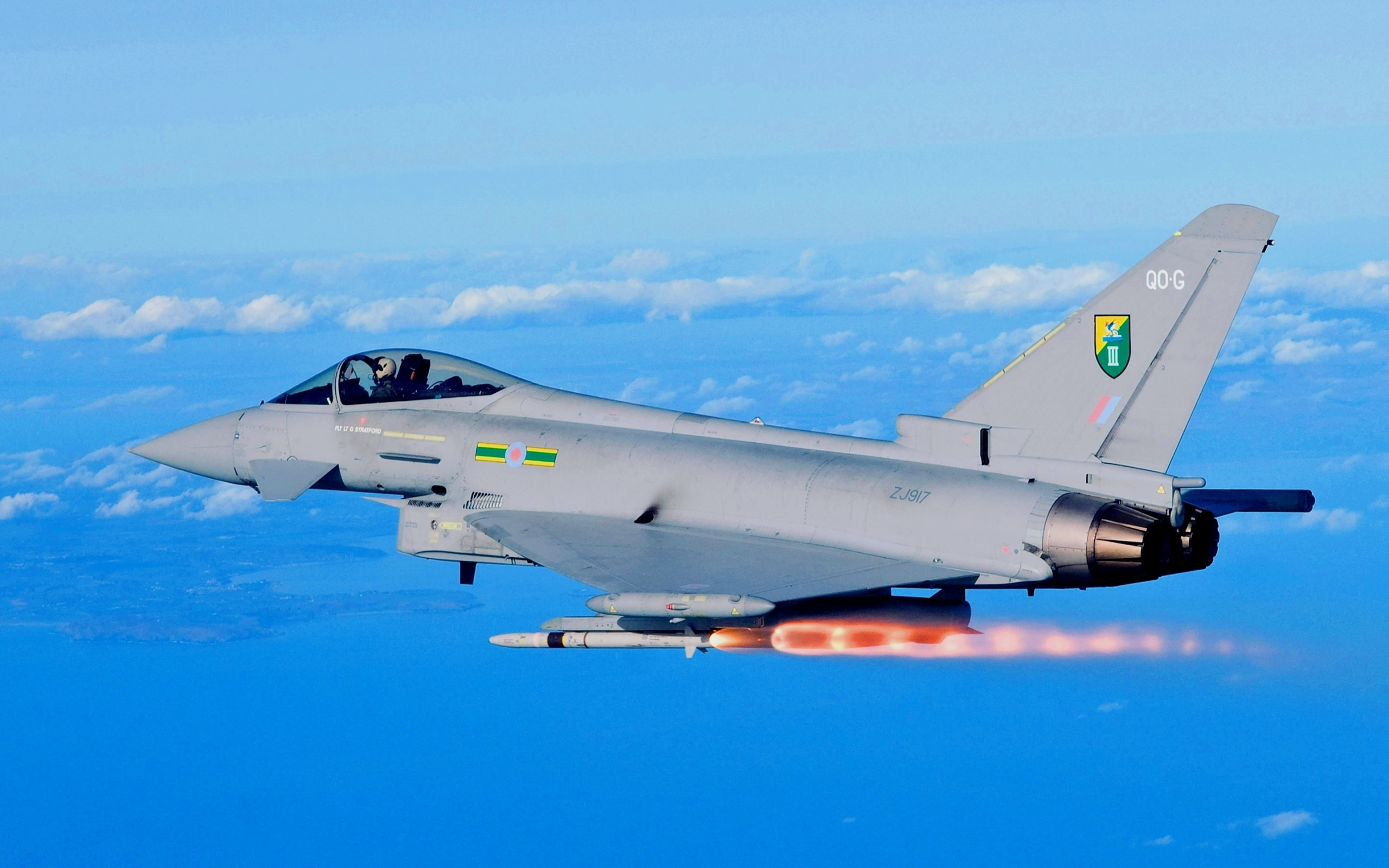 ef2000, пуск, eurofighter typhoon, истребитель, небо, облака, ракета