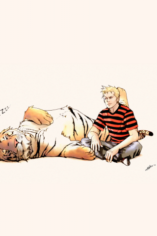 тигр, дружба, парень, рисунок, calvin and hobbes, alternative art