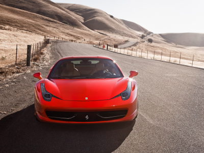 red, 458 italia, передок, дорога, феррари, италия, ferrari