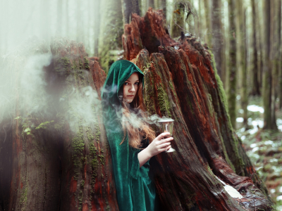 девушка, ведьма, лес