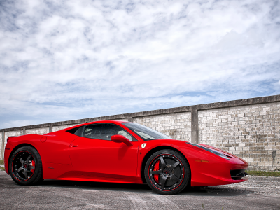 red, небо, италия, ferrari, феррари, wheels, 458 italia, красный