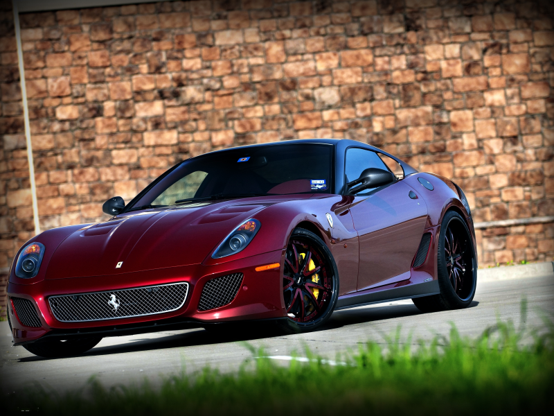 red, тёмно красный, 599 gto, wall, ferrari, феррари, 599 гто