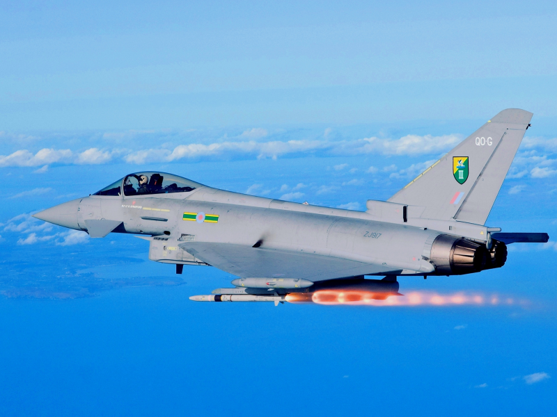 ef2000, пуск, eurofighter typhoon, истребитель, небо, облака, ракета