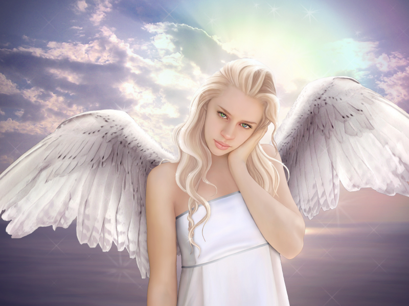 фантастика, девушка, взгляд, ангел, крылья