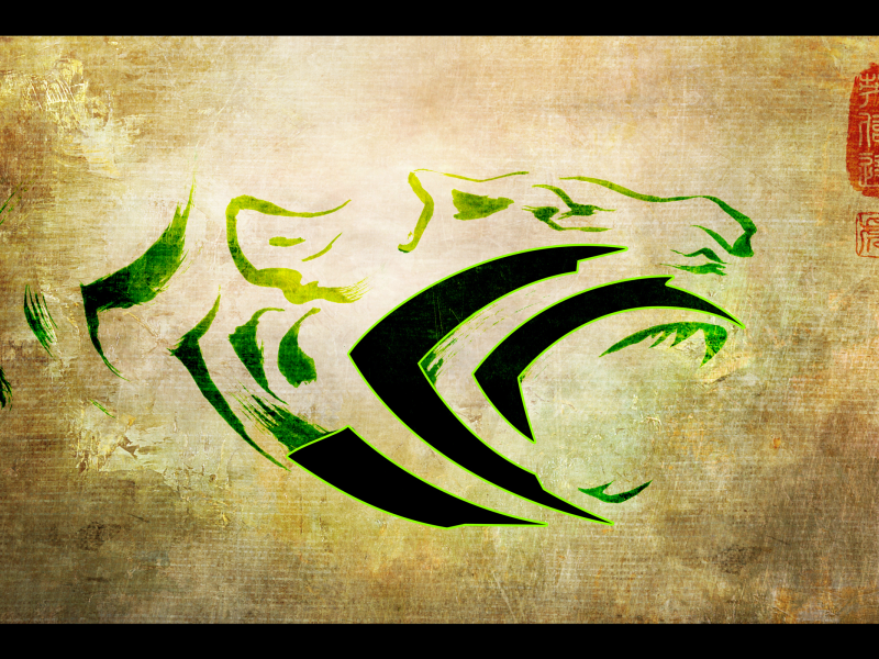 зелёный, nvidia, тигр