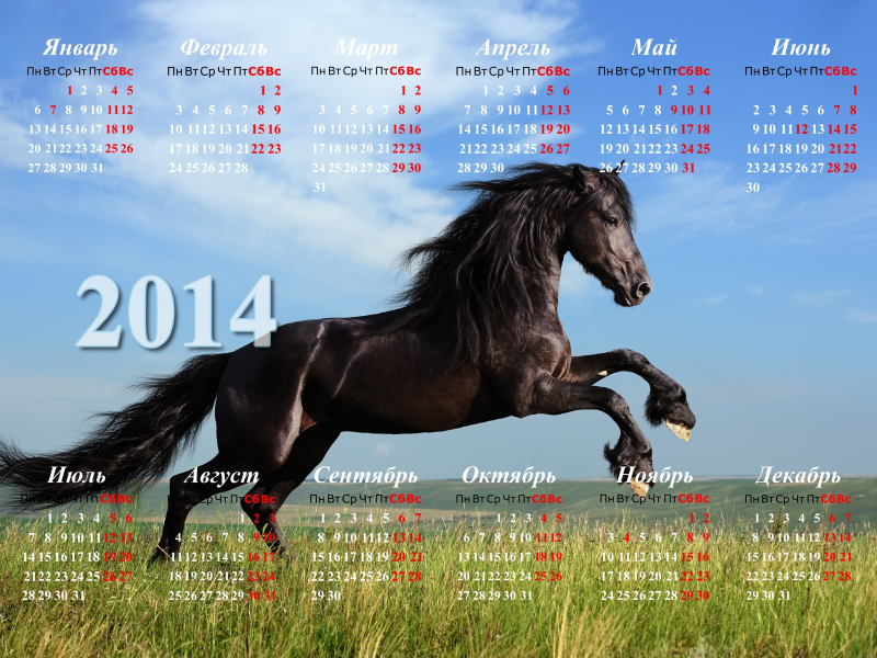 лошадь, 2014, год, подарки, празник, календарь