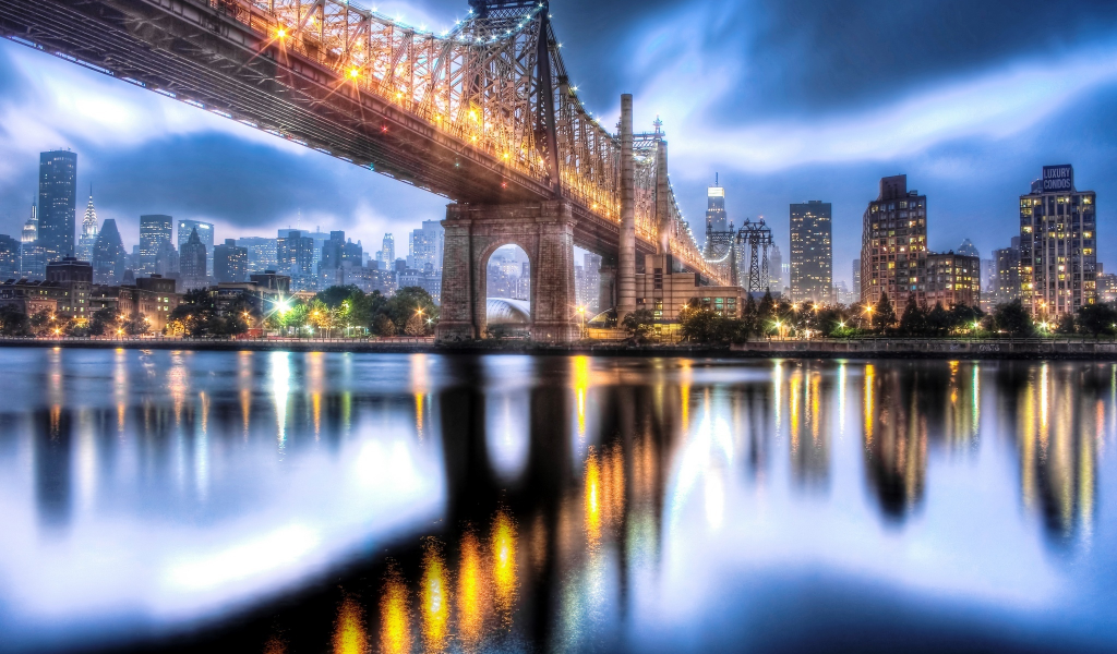 manhattan, new york city, roosevelt island, queensboro bridge, nyc, usa, east river