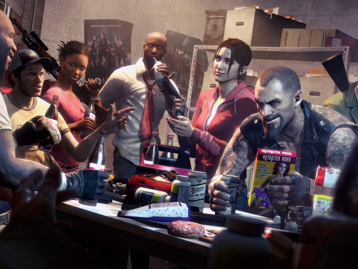 nick, ellis, francis, left 4 dead , louis, rochelle, zoey, bill, coach