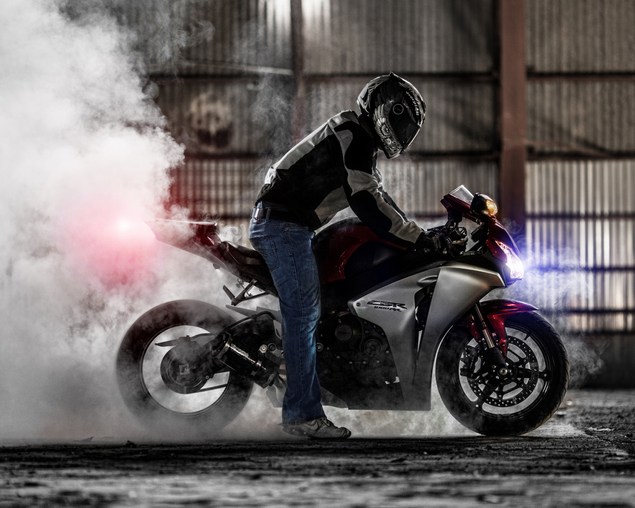 мотоцикл, honda cbr 1000rr, хонда, дым, superbike, sportbike, burnout