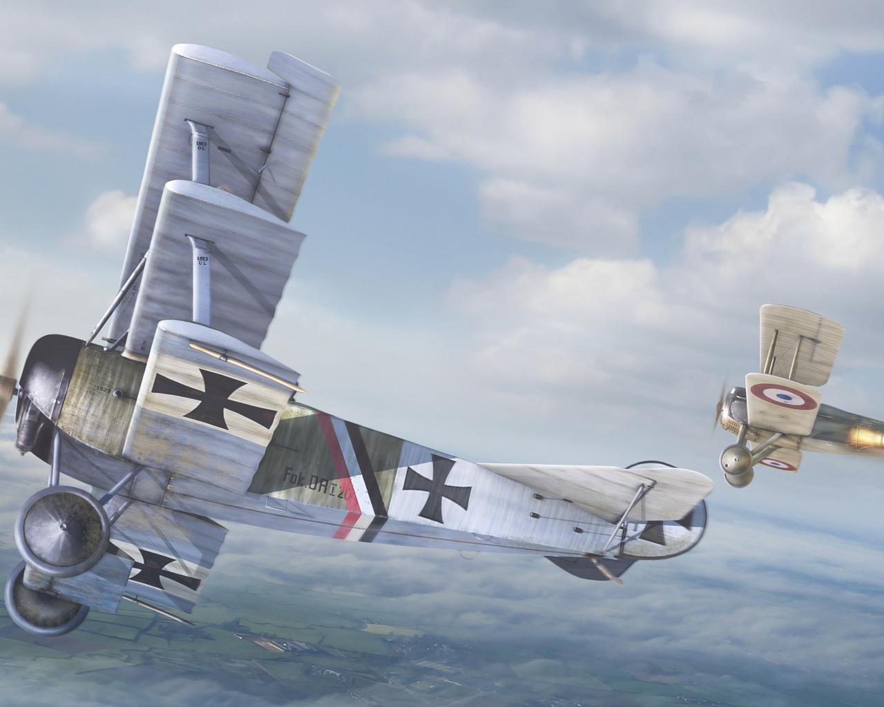 воздушный бой, первая мировая война, самолёты, немцы