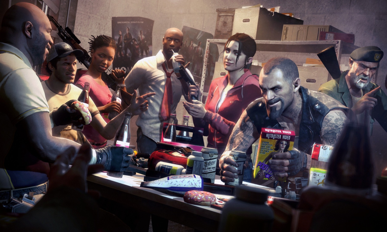 nick, ellis, francis, left 4 dead , louis, rochelle, zoey, bill, coach