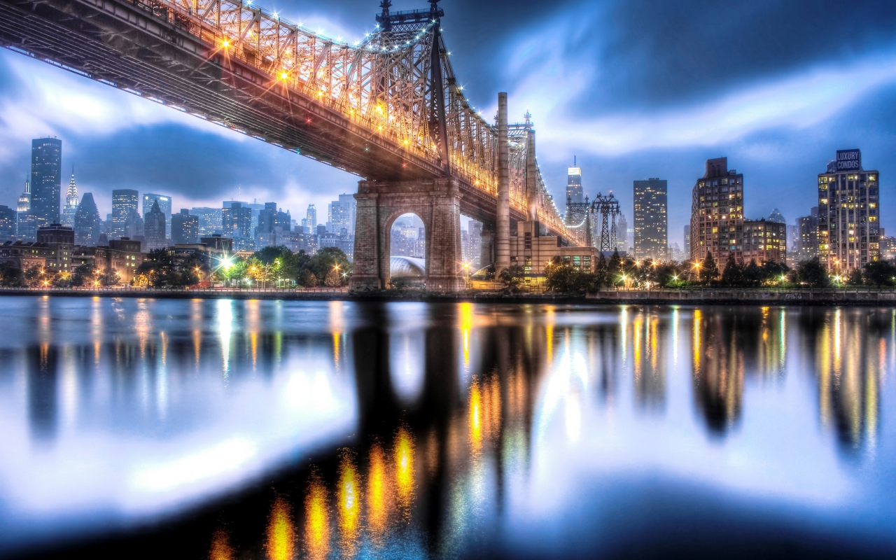 manhattan, new york city, roosevelt island, queensboro bridge, nyc, usa, east river