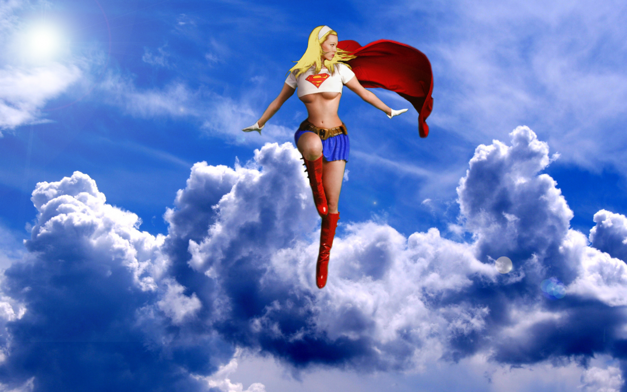 supergirl, dc comics, девушка, полет, фантастика, небо, облака