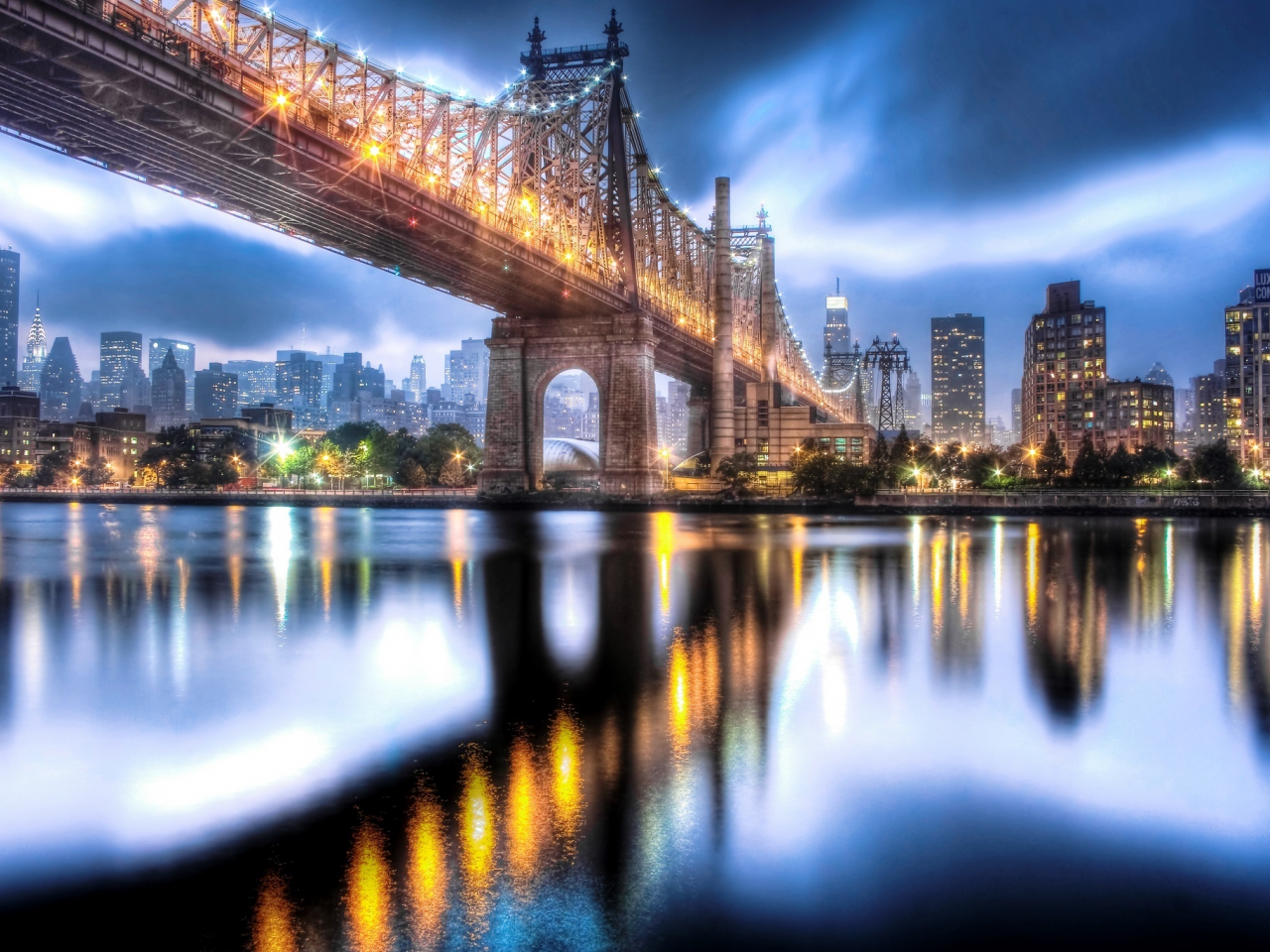 manhattan, new york city, roosevelt island, queensboro bridge, nyc, usa, east river