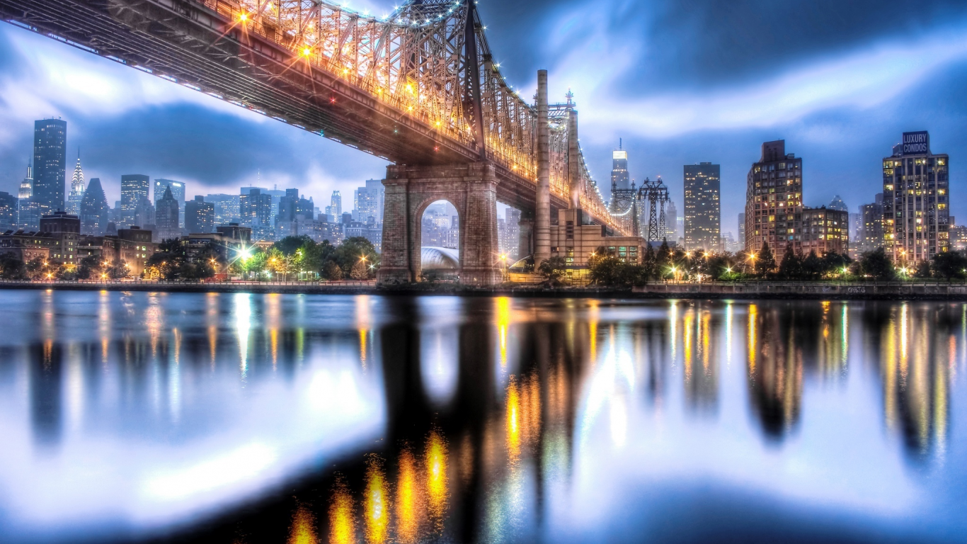 manhattan, new york city, roosevelt island, queensboro bridge, nyc, usa, east river