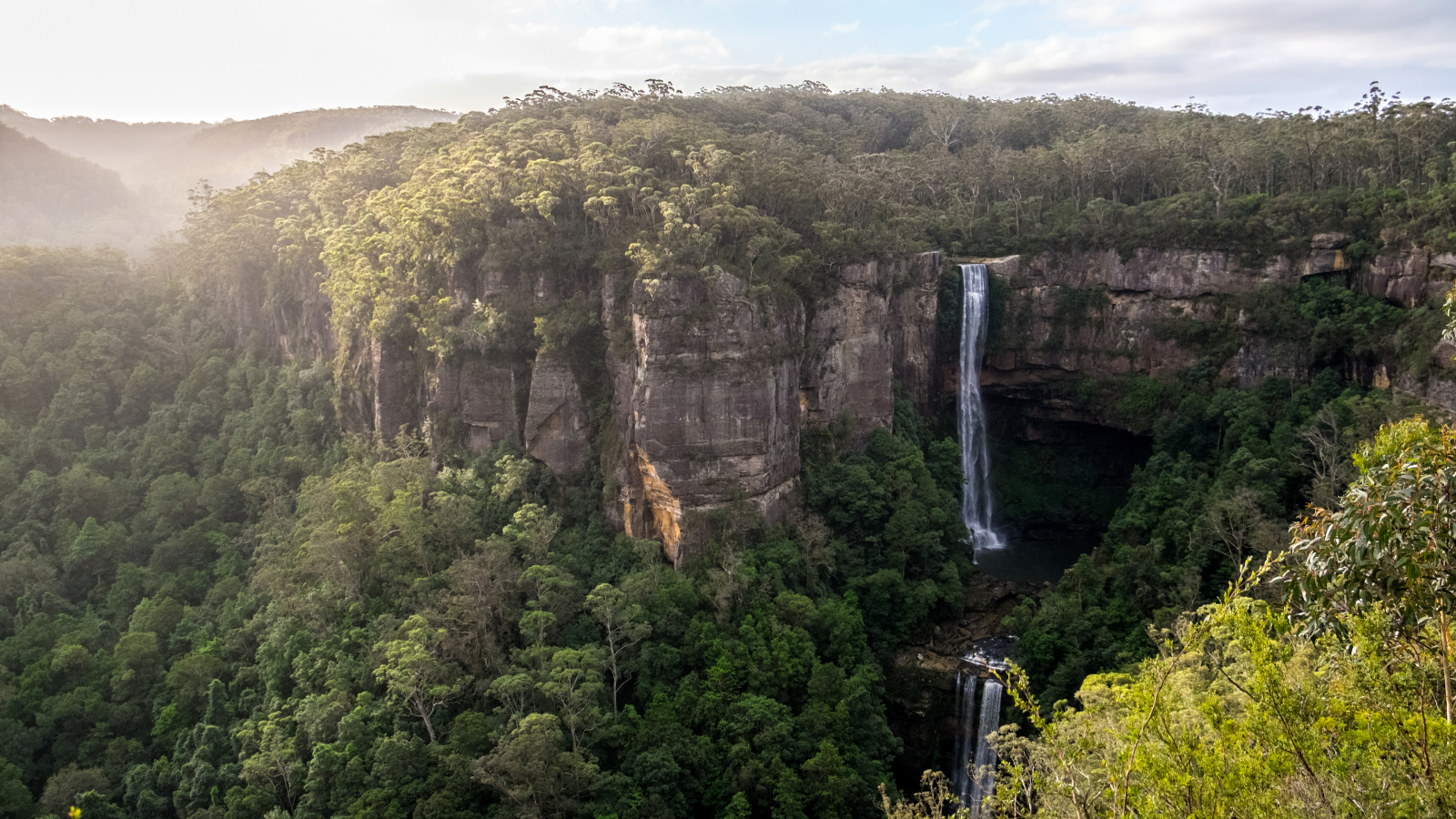 australia, панорама, скалы, водопад, belmore falls, kangaroo valley, лес