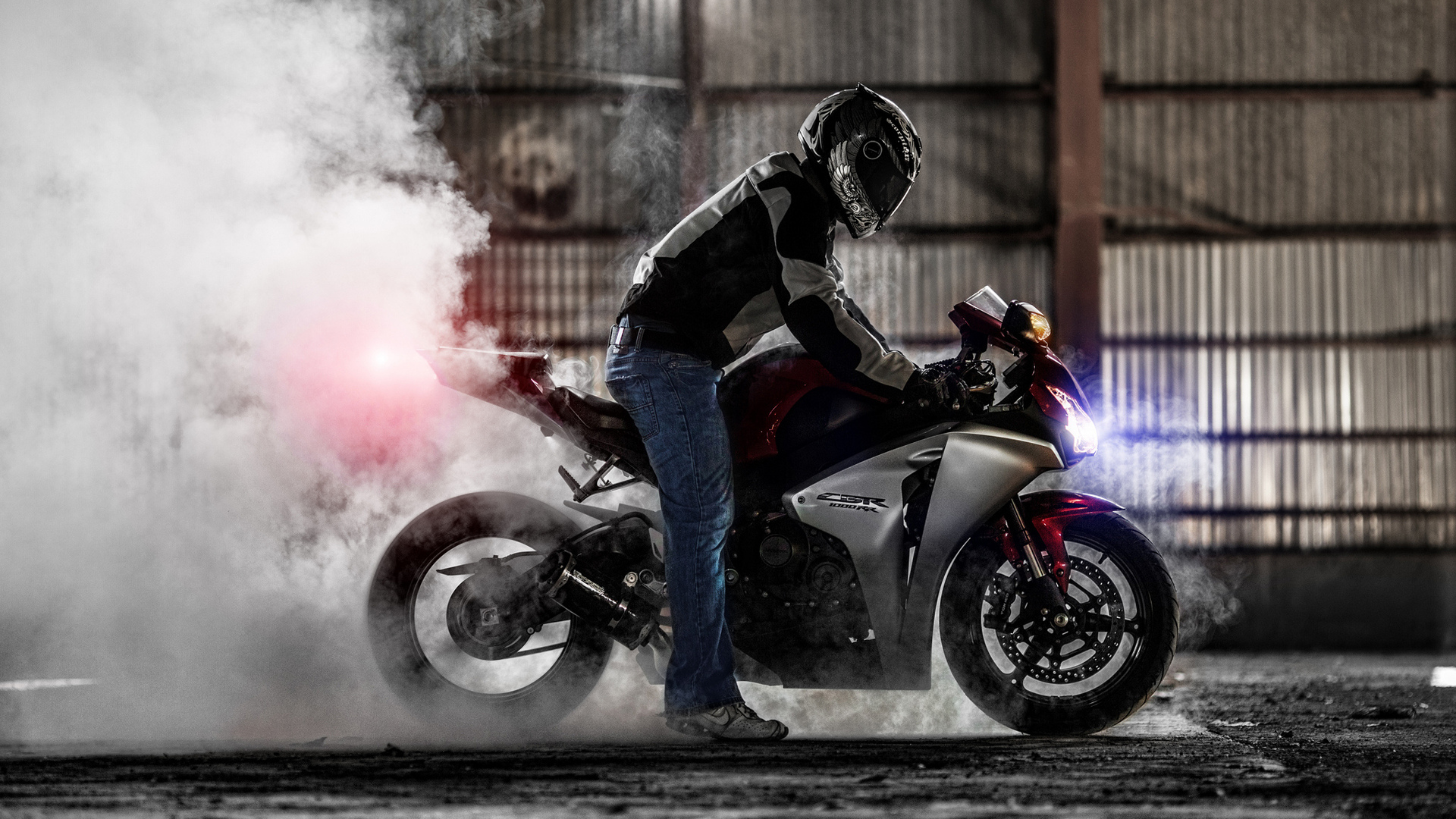 мотоцикл, honda cbr 1000rr, хонда, дым, superbike, sportbike, burnout