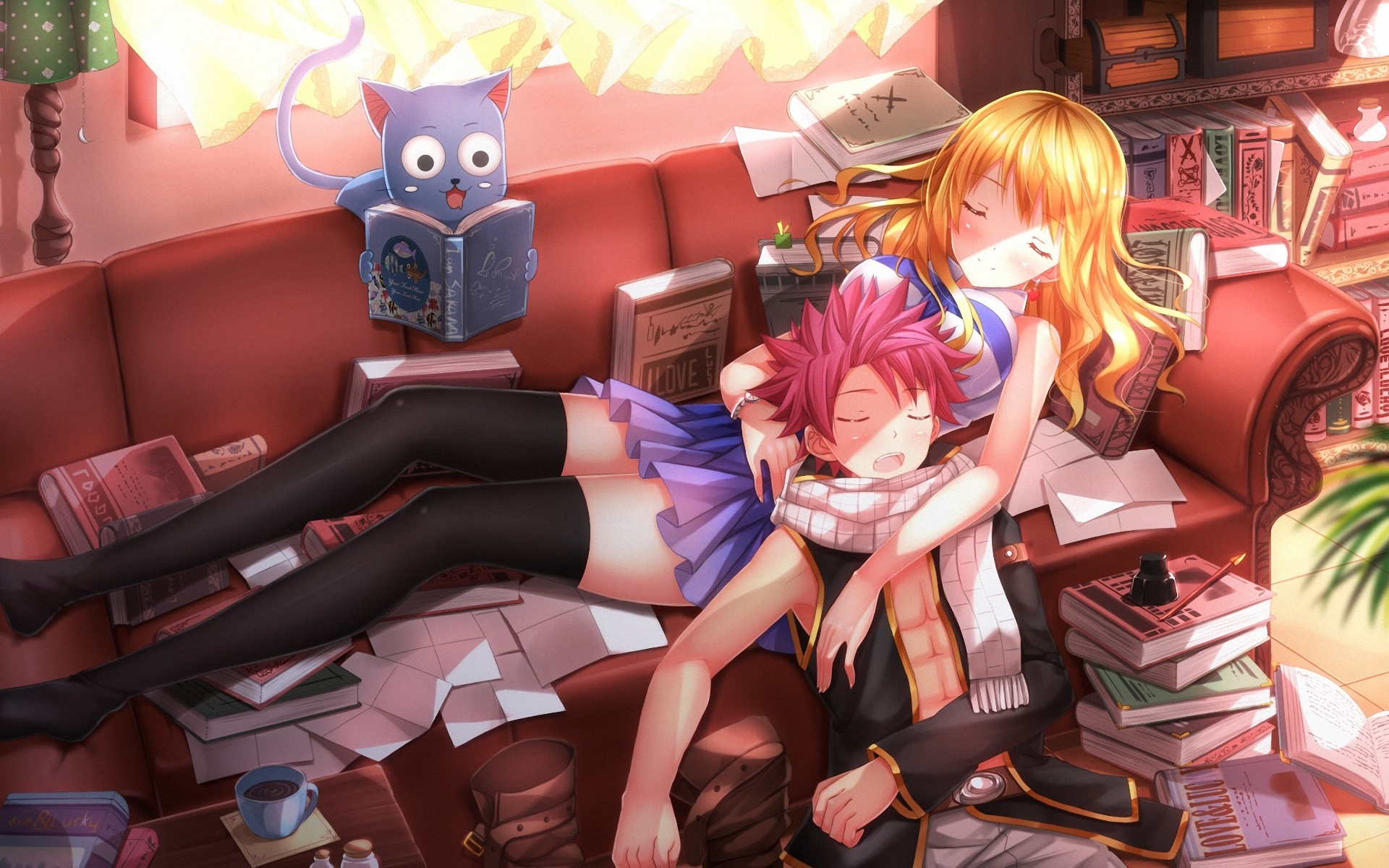 swordsouls, happy, парень, арт, fairy tail, lucy heartfilia, natsu dragneel