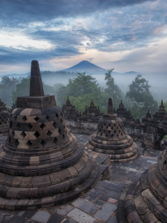 храм, боробудур, ява, гора, архитектура, индонезия