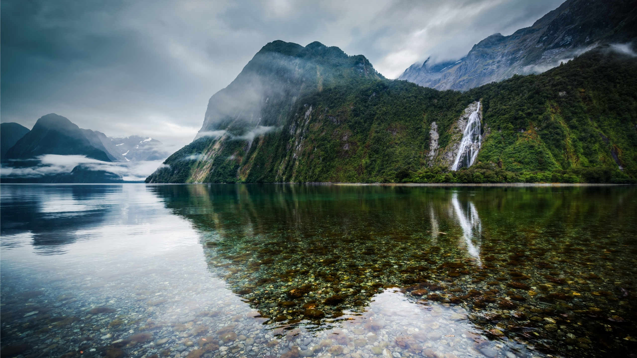 озеро, камни, дно, новая зеландия, new zealand, горы