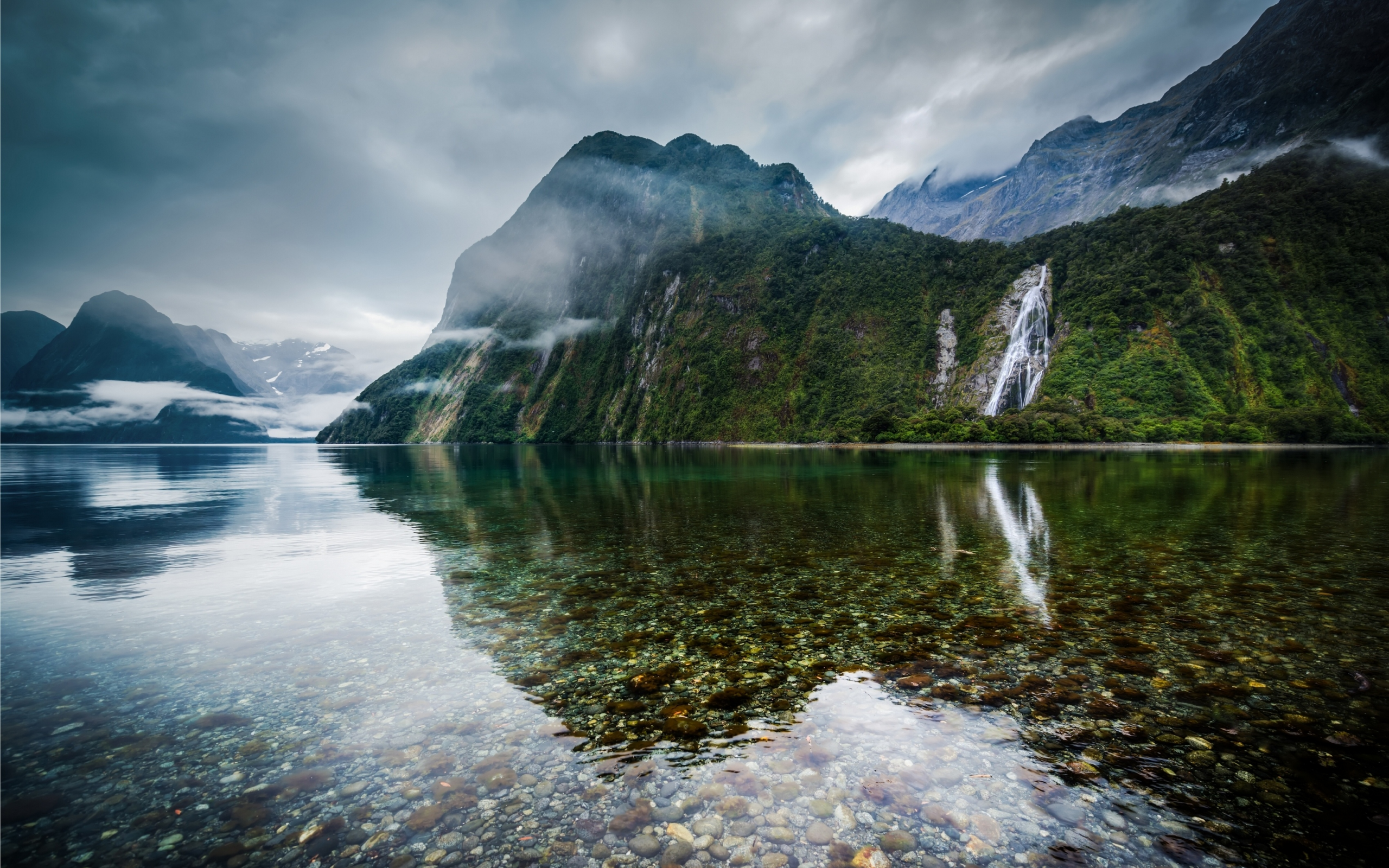 озеро, камни, дно, новая зеландия, new zealand, горы