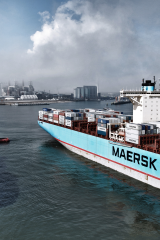 судно, maersk, грузовое, maersk line, контейнеровоз, два