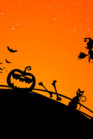 scary city, halloween, creepy, vector, horror, midnight , bat, witch ghost, trees, evil cat