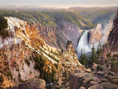 природа, bruce cheever, power and grace lower falls of the yellowstone, живопись