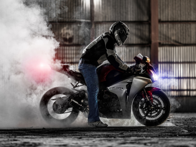 мотоцикл, honda cbr 1000rr, хонда, дым, superbike, sportbike, burnout