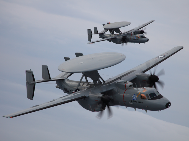 e-2d, самолет дрло, advanced hawkeye, northrop grumman, облака, пара