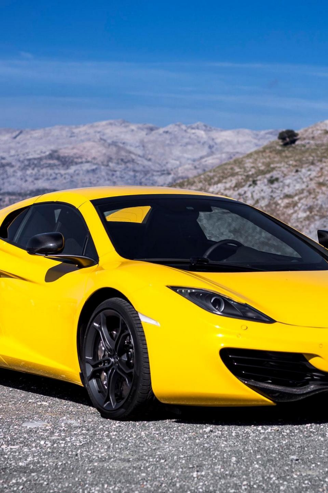 new, yellow, автомобиль, обоя, mp4-12c, spyder, 2012, car, wallpapers, mclaren