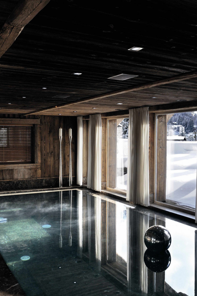 дом, бассейн, зима, дизайн, интерьер, снег