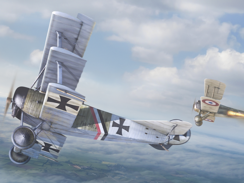 воздушный бой, первая мировая война, самолёты, немцы