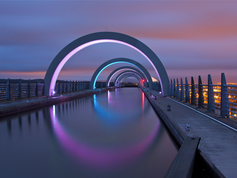 night, city, great britain, falkirk, великобритания, united kingdom, lights, scotland