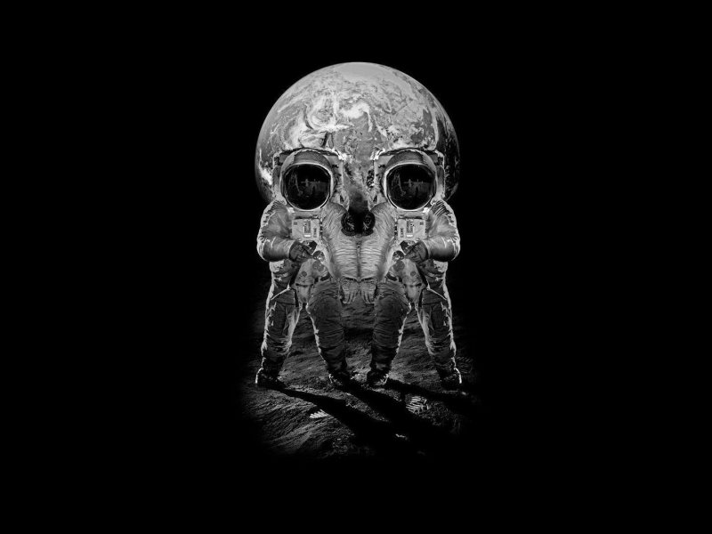 череп, космонавты, земля, skull, луна, астронавты, earth, moon