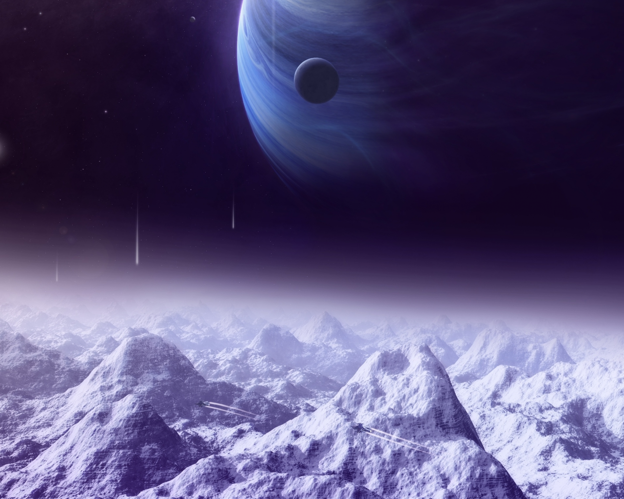 lights, satellite, planets, space ships, sci fi, moon, mountains