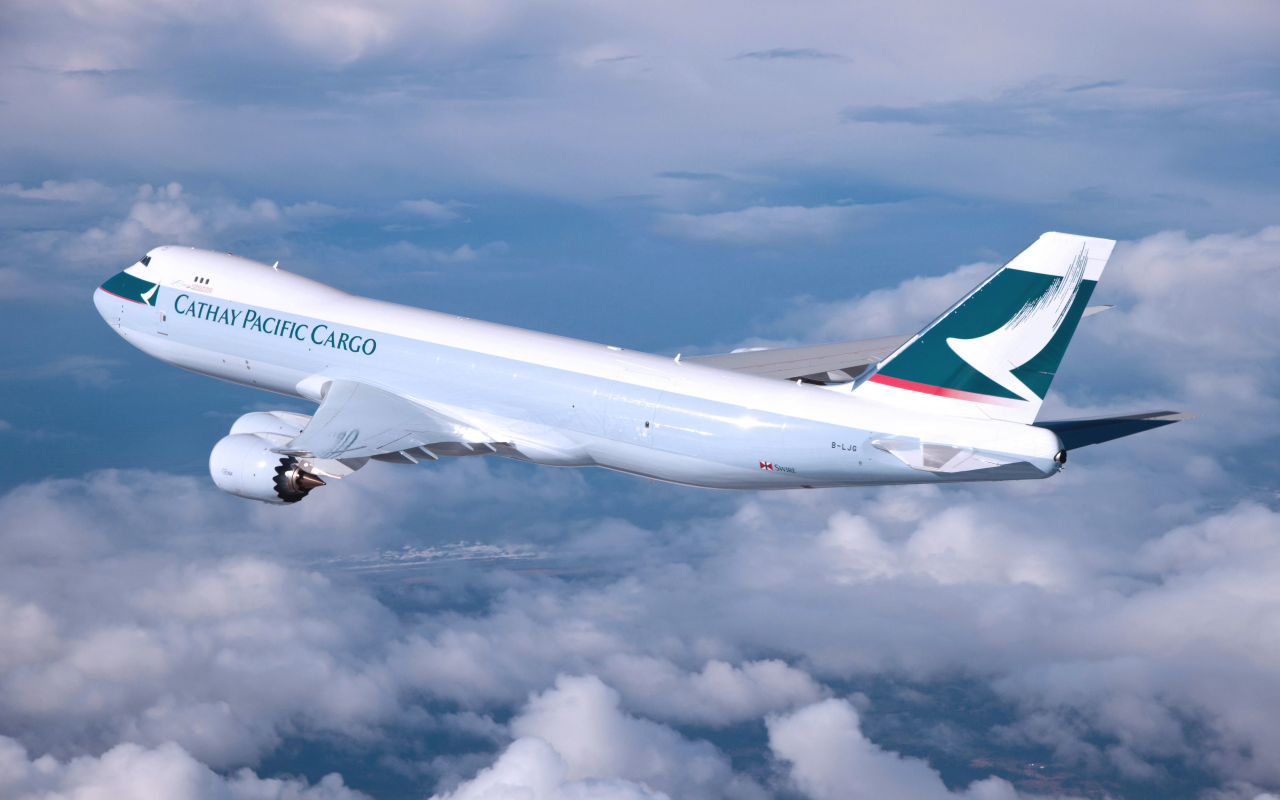 авиация, 747, cathay pacific, летит, boeing, крылья, облака, самолет